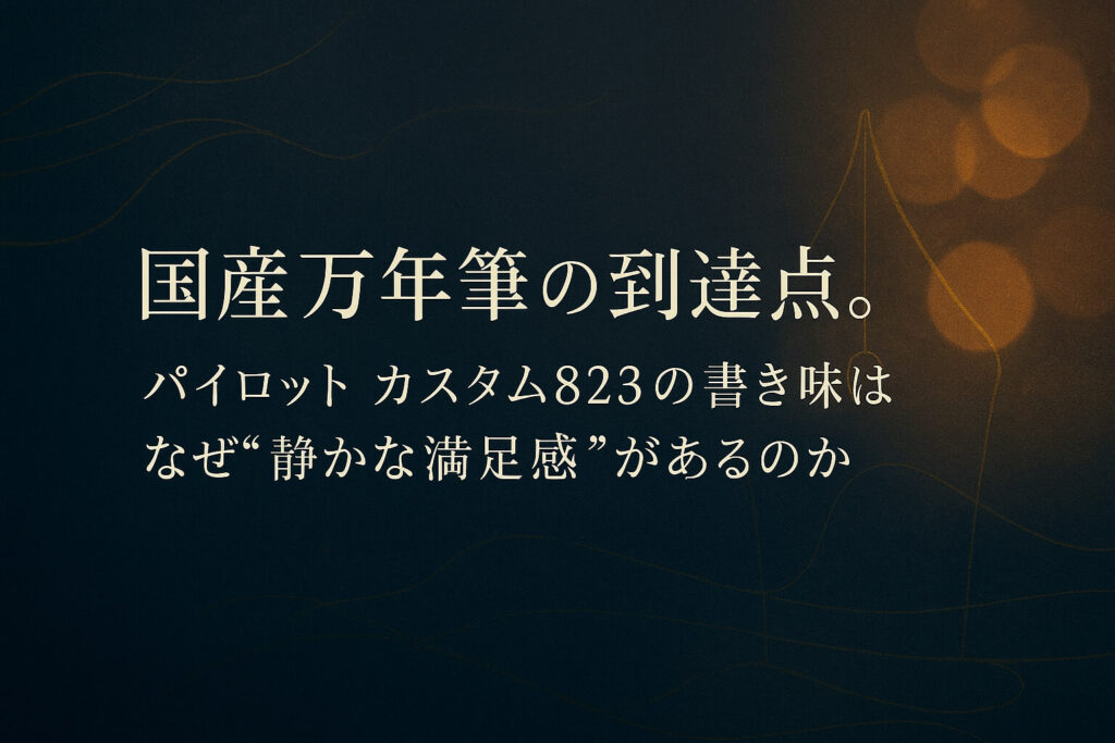 国産万年筆の到達点。パイロット カスタム823の書き味はなぜ“静かな満足感”があるのか