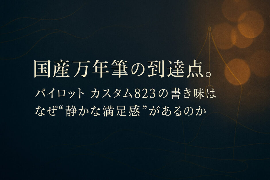 国産万年筆の到達点。パイロット カスタム823の書き味はなぜ“静かな満足感”があるのか